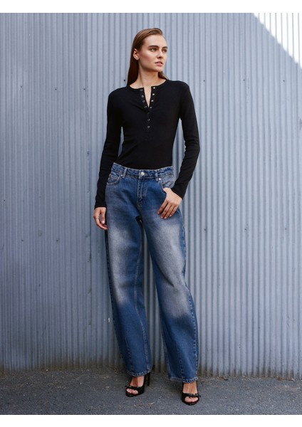72062 Bol Kesim Denim Pantolon-Tint