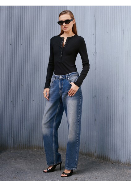 72062 Bol Kesim Denim Pantolon-Tint modelleri