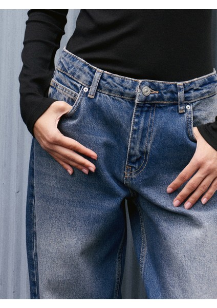 72062 Bol Kesim Denim Pantolon-Tint fırsatları