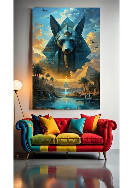 Yunan Tanrısı Anubis V1 Ev Duvar Salon Güzellik Salonu Ofis Dükkan Dekarasyon Kanvas Tablo