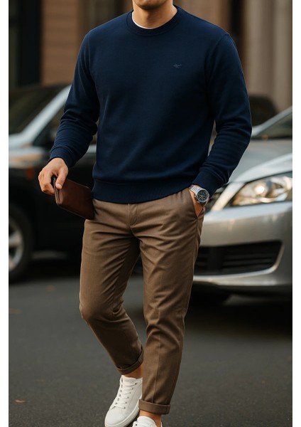Erkek Uzun Kollu Kışlık Comfort Lacivert Sweatshirt