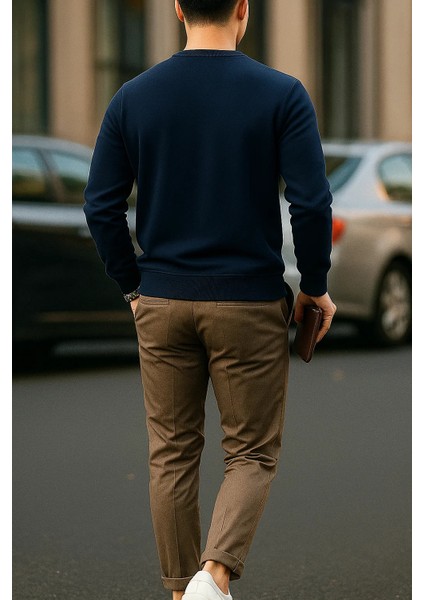 Erkek Uzun Kollu Kışlık Comfort Lacivert Sweatshirt fiyatları