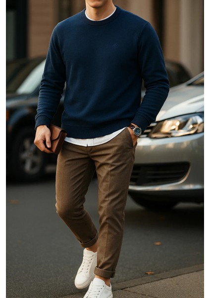 Erkek Uzun Kollu Kışlık Comfort Lacivert Sweatshirt fırsatları