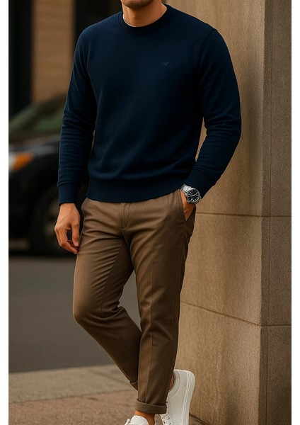 Erkek Uzun Kollu Kışlık Comfort Lacivert Sweatshirt