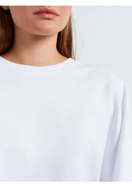 32210 %100 Pamuk Yarasa Kol T-Shirt-Beyaz fırsatları