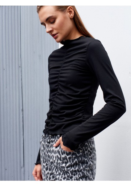 32112 Büzgülü Top-Siyah