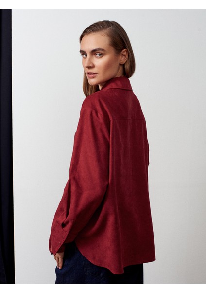 50524 Oversize Süet Gömlek-Bordo fiyatları