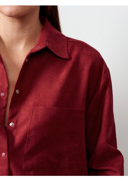 50524 Oversize Süet Gömlek-Bordo fırsatları