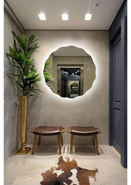 Şık Asimetrik Papatya Desenli LED Banyo Lavabo Duvar Aynası fiyatları