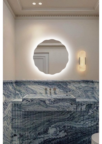 Şık Asimetrik Papatya Desenli LED Banyo Lavabo Duvar Aynası fırsatları