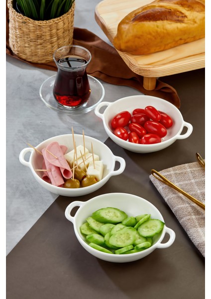 3’lü Porselen Kulplu Kase Seti 15X12X3,5 cm – Kahvaltılık, Meze, Reçellik, Sosluk ve Şık Sunumluk Servis Kaseleri fiyatları