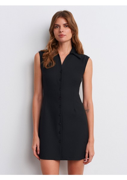 90929 Kolsuz Mini Elbise-Siyah indirimleri