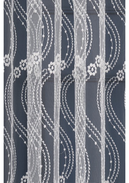 Es Desen Brode Nakış Işlemeli Tül Perde (1/3 Sık Pile)