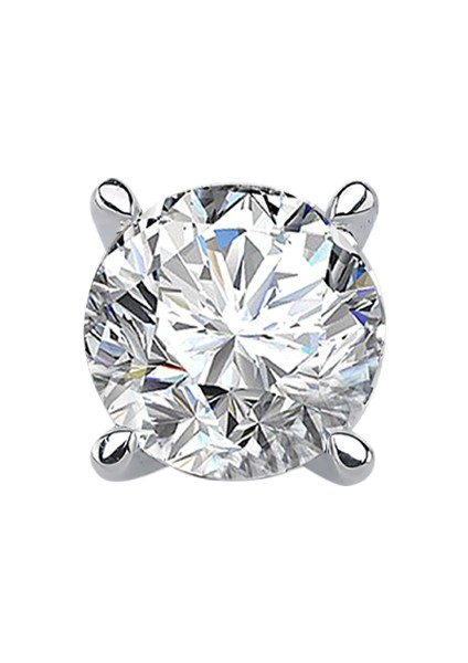 Beyaz Topaz Taşlı Modern Tektaş Erkek Küpesi 0402E0033