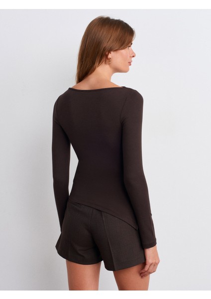 32198 Kayık Yaka Büzgülü Top-Koyu Kahve fiyatları