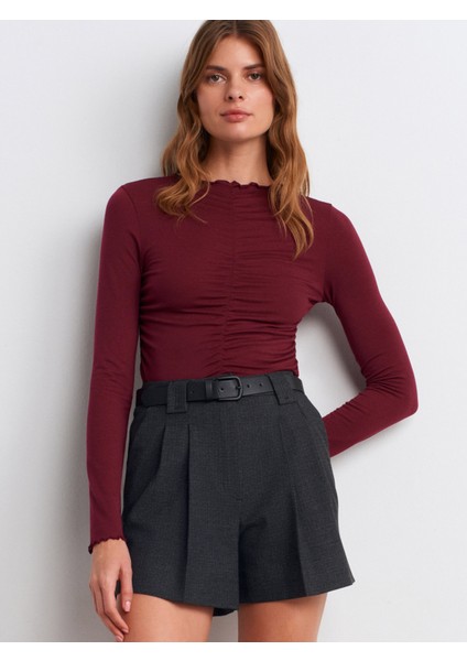 32112 Büzgülü Top-Bordo