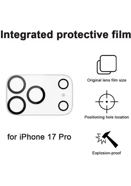 iPhone 17 Pro Uyumlu (Tam Lens) Tek Parça Tam Kapatan 9h 3D Kamera Yüzey ve Lens Koruyucu indirimleri