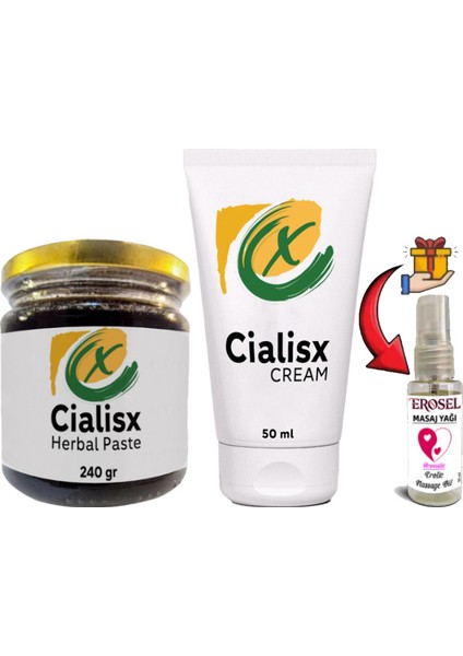 Naturalia : 240GR Cialisx Macun + 50 ml Cialisx Krem: Erkeklerin Performanslarına Özel Set + Hediye Erosel Masaj Yağı