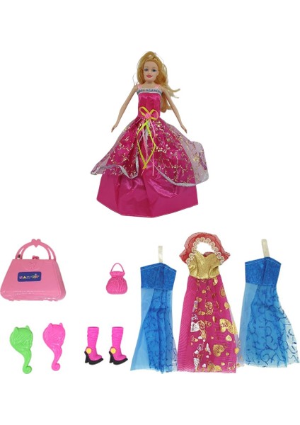 Bebek Yedek Elbiseli ve Aksesuarlı - 1115-21 - Pembe (Bamido)