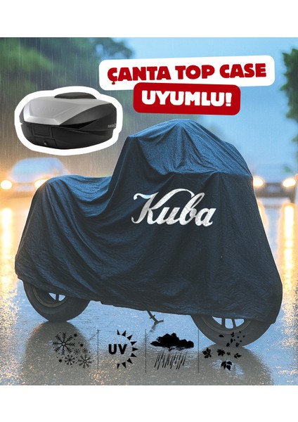 Kuba Gelli 125 Motor Branda Siyah Su Geçirmez Topcase Çanta Uyumlu Logolu Motosiklet Brandası