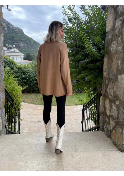 LS6211 Italyan Kalp Desenli Triko Bluz Camel indirimleri