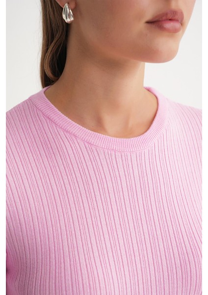 6938 Kadın Bisiklet Yaka Fitilli Triko Body Pembe indirimleri