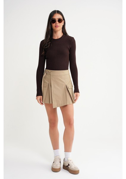 6938 Kadın Bisiklet Yaka Fitilli Triko Body Kahve fiyatları