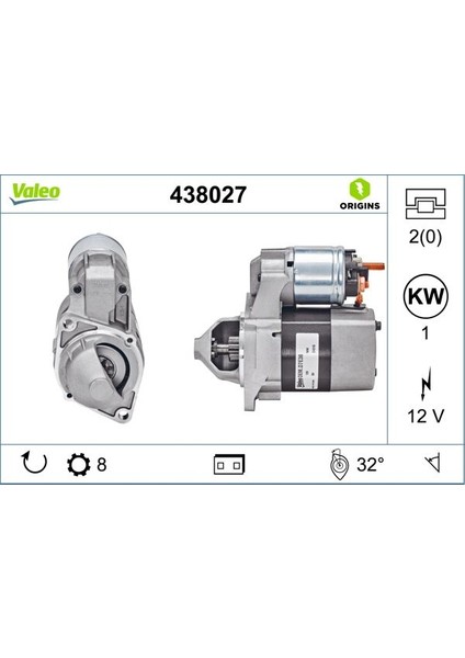 Mars Motoru 12V 1.0kw 8 Dıs Mercedes W168 W169 W245 W414