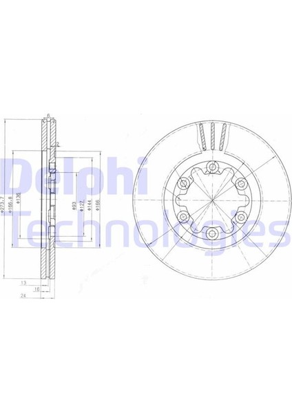 Ön Fren Dısk Havalı 273.7MM Ranger 4x4 98>06 Mazda B2500 98>06 4x4