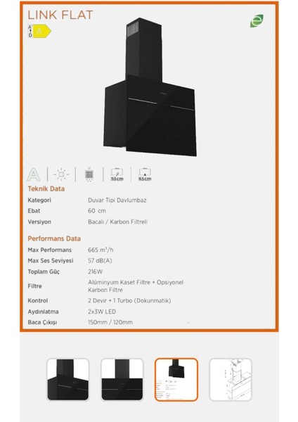 Silverline 3364 Link Flat Uyumlu Davlumbaz Karbon Filtresi Takım fırsatları