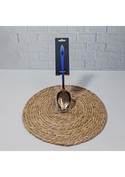 Lüx Gold Metal Delikli Sos Kevgiri Paslanmaz Çelik Mavi