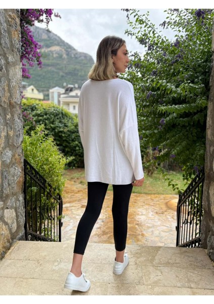 LS6211 Italyan Kalp Desenli Triko Bluz Beyaz modelleri