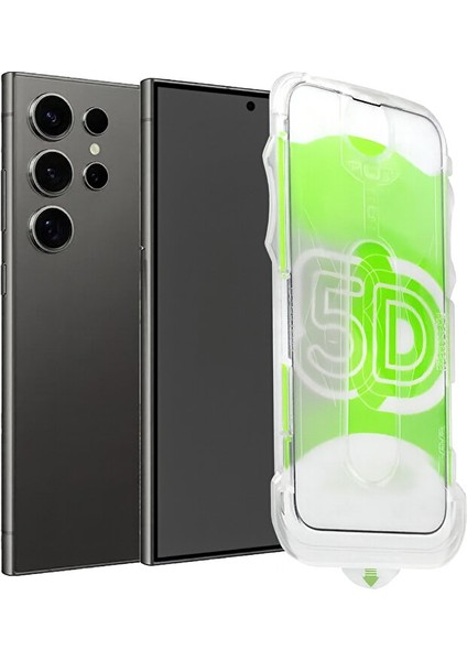 Samsung Galaxy S25 Ultra Gizlilik Filtreli Kolay Uygulama Aparatlı Siyah Çerçeveli Tam Kapatan Hayalet Kırılmaz Cam Ekran Koruyucu