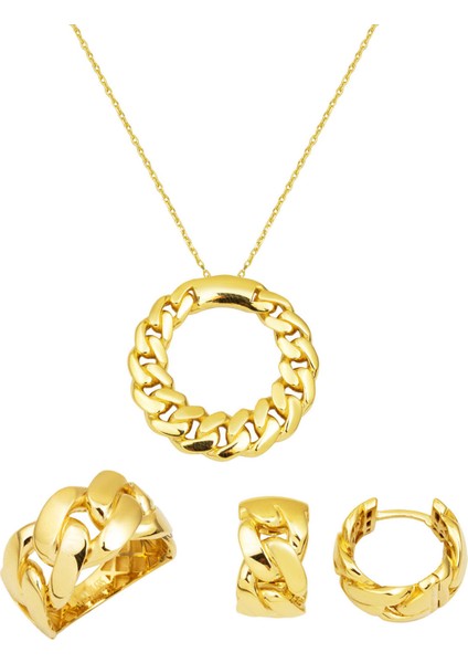 Gurmet 14 Ayar Altın Üçlü Takı Seti