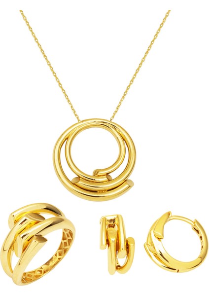 Kaburga Tasarım 14 Ayar Altın Takı Seti