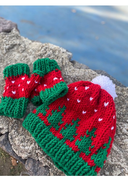 Yılbaşı Bere Eldiven Takım Yeni Yıl Merry Christmas Kırmızı Eldiven Şapka Özel Tasarım fiyatları