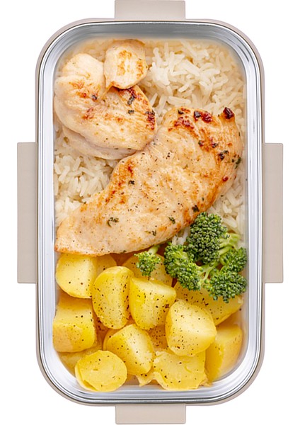 Aura Beslenme Kabı 500 ml Paslanmaz Çelik Yemek Saklama Kabı