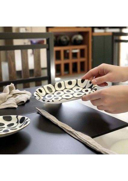 Black White Kayık Tabak 16 cm 4 Adet - 20393 fiyatları