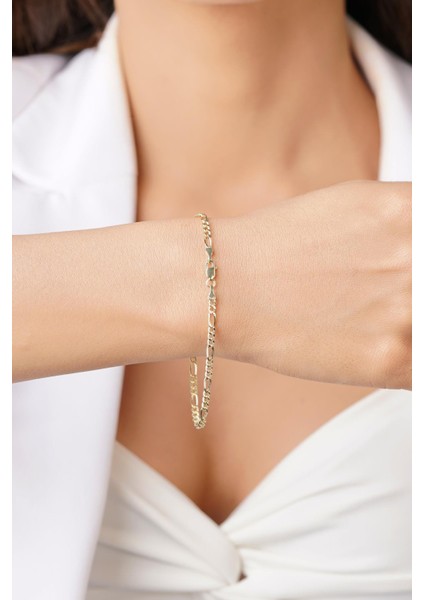 14 Ayar Altın Figaro Zincir Bileklik 2,80 mm fırsatları