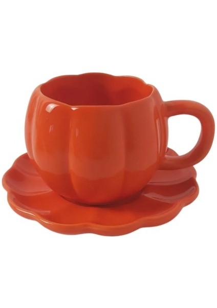 1 Adet Tabaklı Seramik Bal Kabağı Kupa Kabak Çay Kahve Fincan Takımı 250 ml modelleri