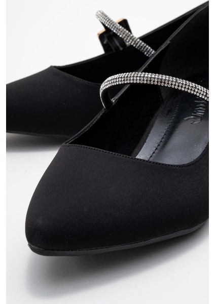Kadın Taşlı Tokalı Biyeli Topuklu Ayakkabı; Siyah Zra modelleri