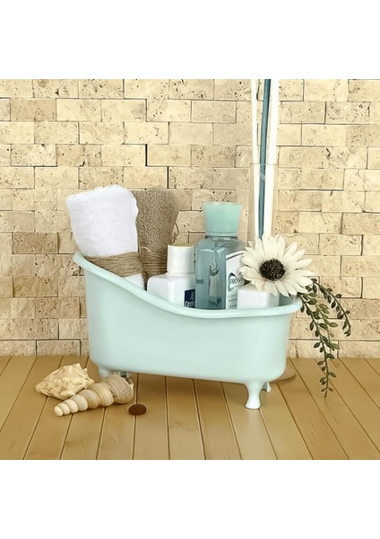 Dekoratif Mini Küvet Banyo Düzenleyici Organizer Yeşil