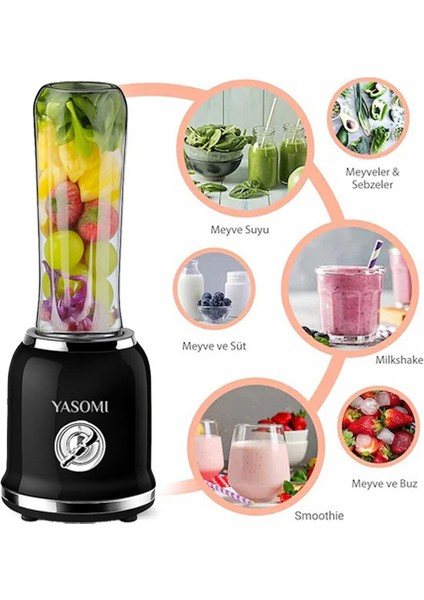 BL019 Retro Smoothie Blender Siyah (Yasomi Türkiye Garantili) modelleri