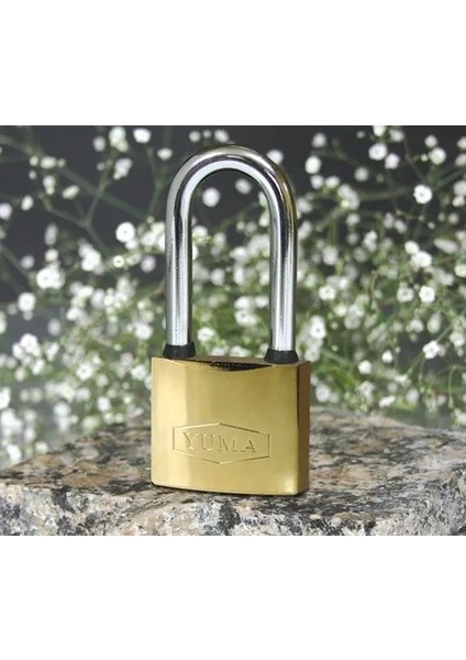 Buğz Sarı Kaplama Döküm Uzun Asma Kilit 50MM