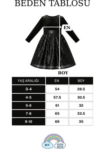 Kız Çocuk Özel Günler Için Kadife Pullu Kabarık Fiyonklu Elbise 3-10 Yaş indirimleri