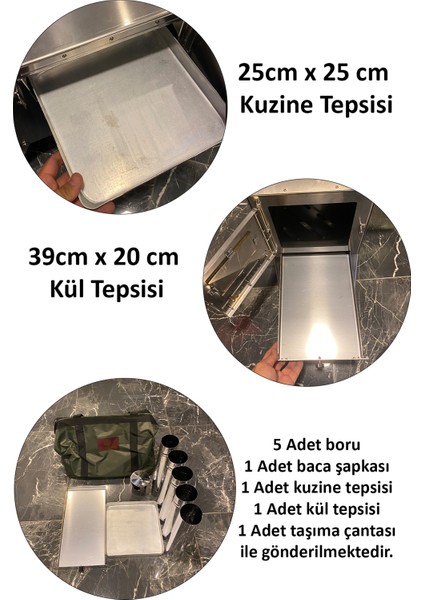 Krom Kül Tepsili Kuzineli Çadır Sobası
