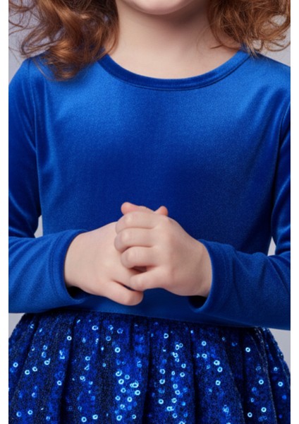 Kız Çocuk Özel Günler Için Kadife Pullu Kabarık Fiyonklu Elbise 3-10 Yaş modelleri