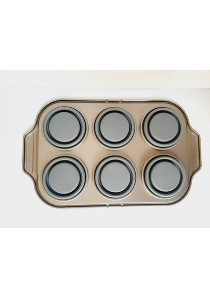 6'lı Silikon Kek Kurabiye Muffin Kalıbı