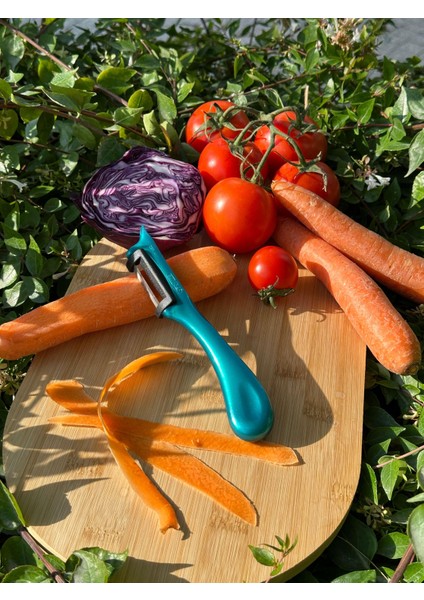 Pırıltılı Turkuaz Dik Soyacak – Paslanmaz Alman Çeliği, Ergonomik Sap, Yüksek Keskinlik