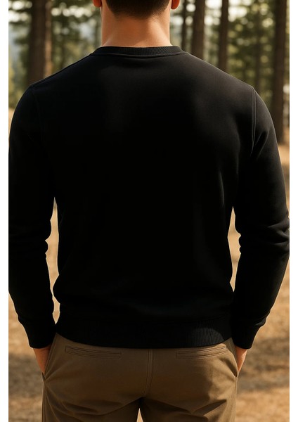 Erkek Günlük Pamuklu Comfort Siyah Basic Sweatshirt fiyatları